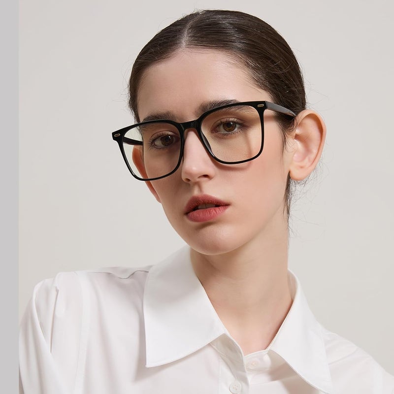 MACJERO Oversized Square Blue Light Blocking Glasses for Women Men, Anti-Fatigue Computer Monitor Gaming Glasses Reduce Eye Strain(Black) - Image 2